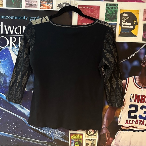 VANILLA SUGAR vintage 3/4 sleeve women's shirt with unique floral patterns. - Picture 2 of 5